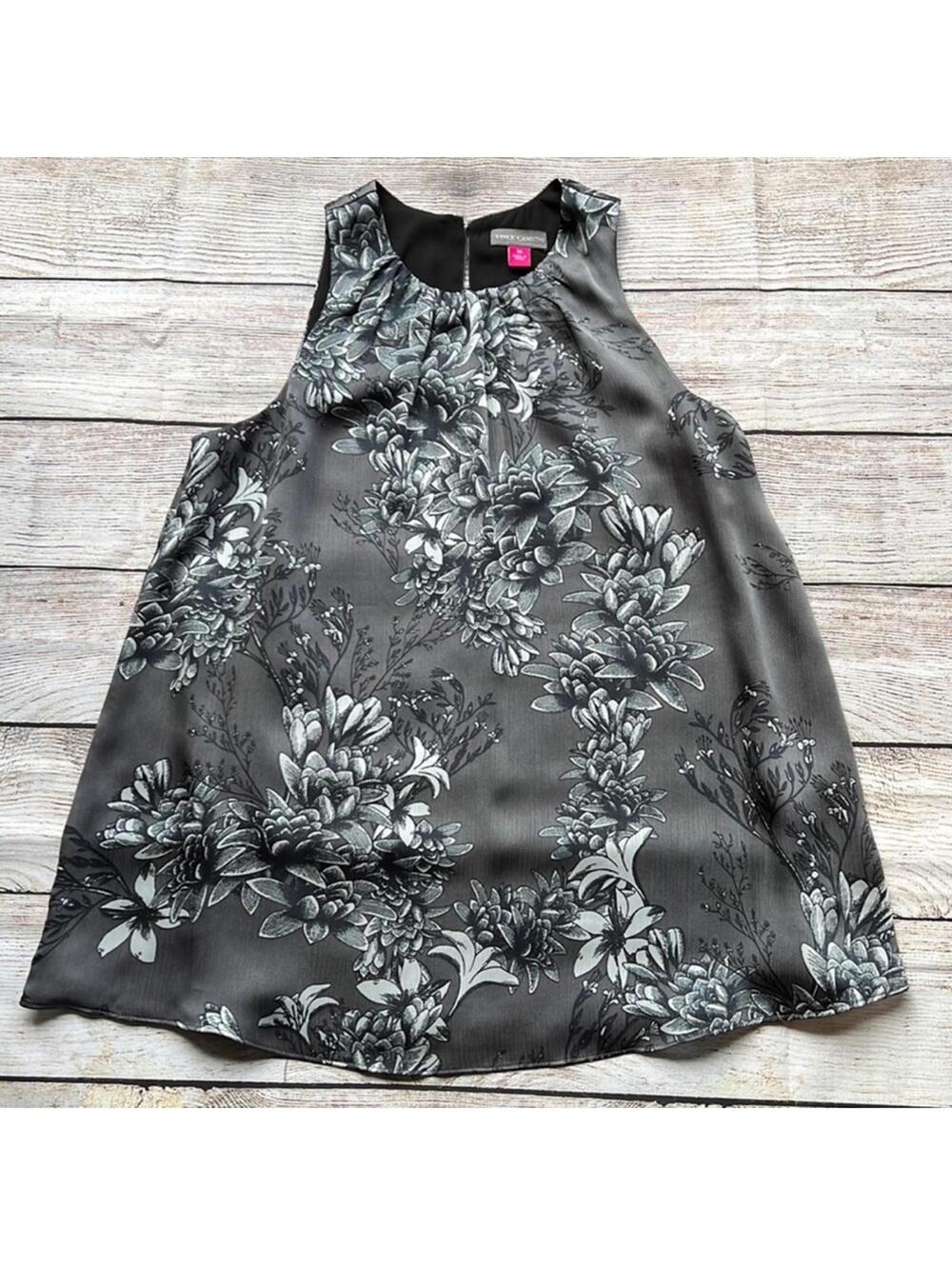 💚 Vince Camuto Womens Floral Pleated Shell